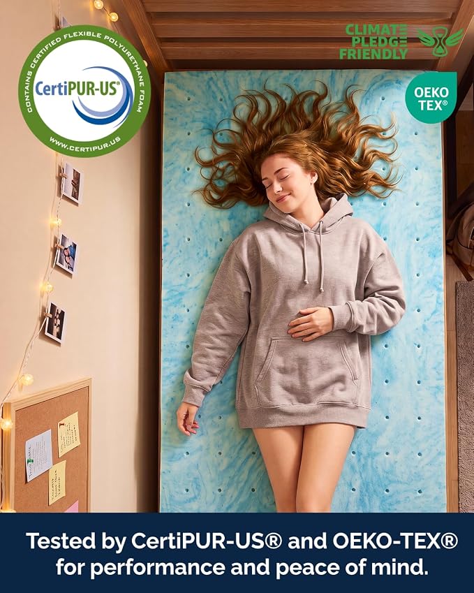2 Inch Twin Memory Foam Mattress Topper - Cooling Gel Mattress Pad | Cooling Gel Infused Bed Topper, Soft Ventilated Mattress Pad for Pressure Relief & Pain-Free Sleep, CertiPUR-US & Oeko-TEX
