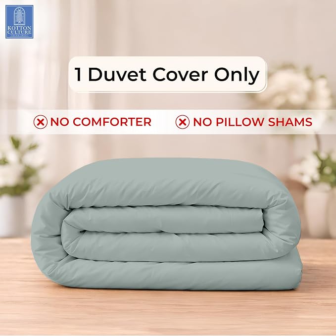 1 Pc California King Size Duvet Cover Only -100% Egyptian Cotton 600 Thread Count Ultra Soft Premium Durable Comforter Cover Zipper Closure & Corner Ties (Aqua Green,104"x98")