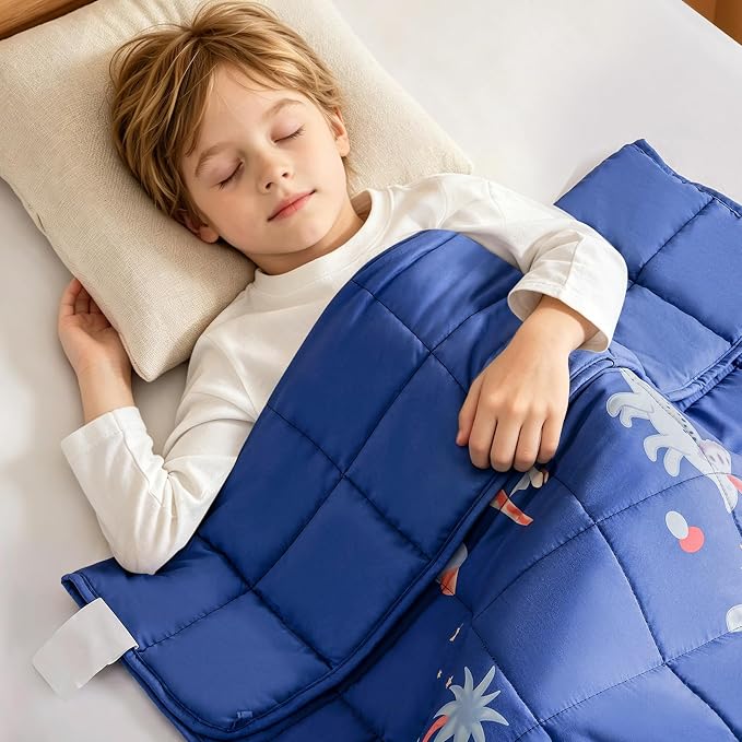 Weighted Blanket - 7 lbs Dinosaur Blue Heavy Blanket - Small Size Breathable Lap Blanket(41 * 60 inches, 7 lbs)