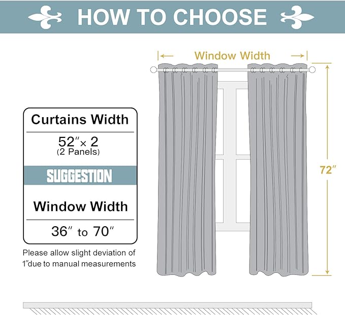 ChrisDowa 100% Blackout Curtains for Bedroom 72 Inches Long 2 Panels Set | 2 Thick Layers, Thermal Insulated, Light Blocking, Grommet, Window Treatment, Living Room Drapes, Royal Purple, 52 x 72 Inch