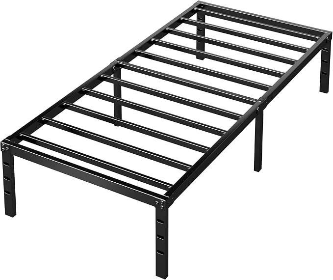 HLIPHA Metal Platform Bed Frame 12 Inch Tall,No Box Spring Needed,Twin Size Bed with Heavy Duty Strong Support Slats,Easy to Assemble,Black