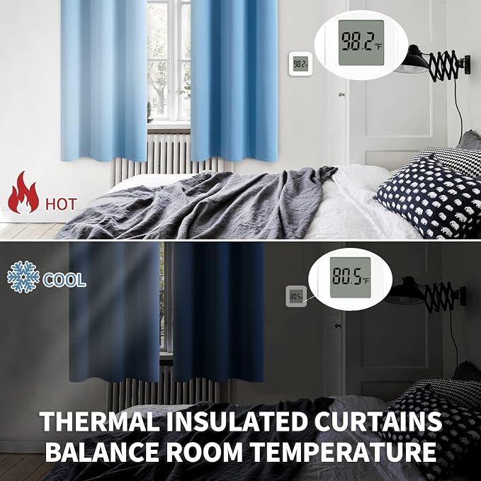 BGment Sky Blue Room Darkening Curtains 72 Inch for Bedroom - 2 Panels | Grommet Top, Light-Blocking, Sunblock, Thermal Insulated, Window Drapes for Kids Boys Room, 52x72 Inch