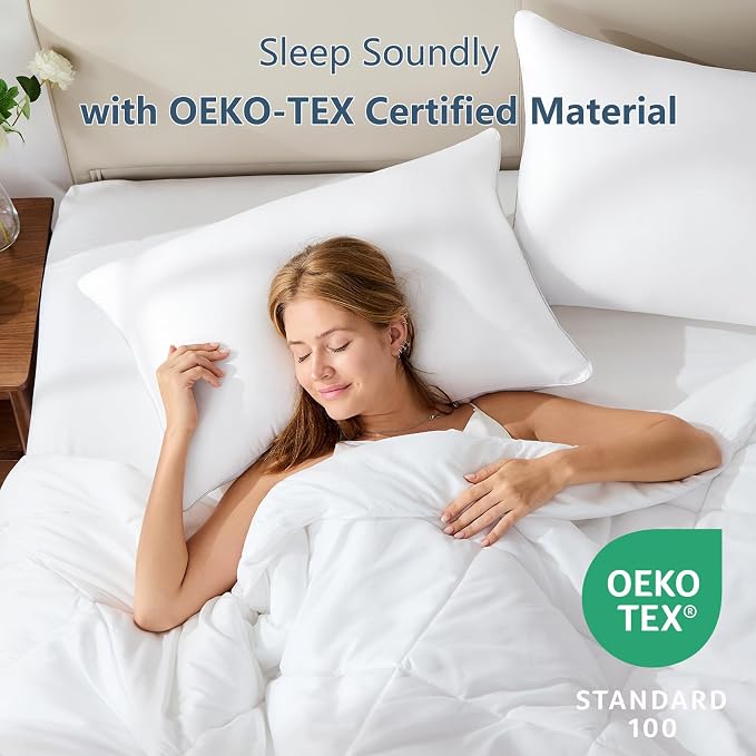 CozyLux Soft Supportive Bed Pillows for Side and Back Sleepers, Oeko-Tex Certified Down Alternative Filling, Hotel Quality Fluffy Sleeping Pillow, White, King - 19" x 34", 4 Pack