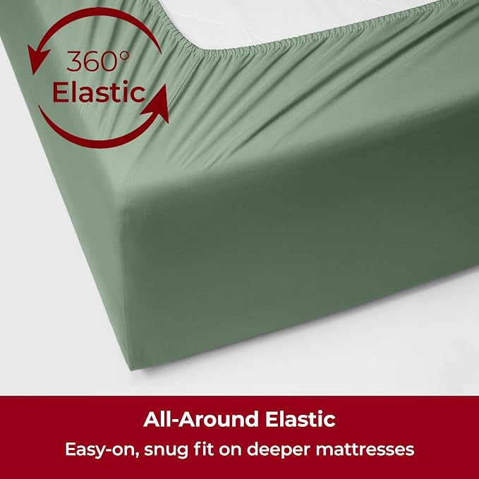 Mellanni Iconic 4-Piece, Ultra Soft Sheet Set (Queen, Sage) | 10M+ Sleepers. Lab-tested: Sleeps Cool, Stays Bright, Strong, Smooth. Good Housekeeping Best Bedding, 7 yrs running.