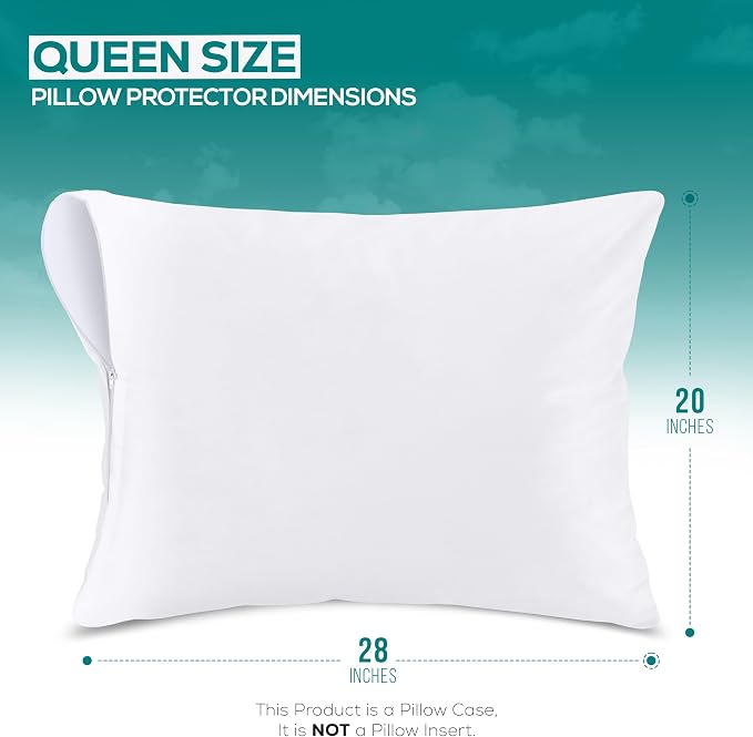 Set of 8 Pillow Protectors with Zipper Queen Size, Pillow Covers | Ultra Soft Pillow Encasements, Bed Bug & Dust Mite Proof, Moisture Wicking and Waterproof Pillow Cases by Utopia Bedding
