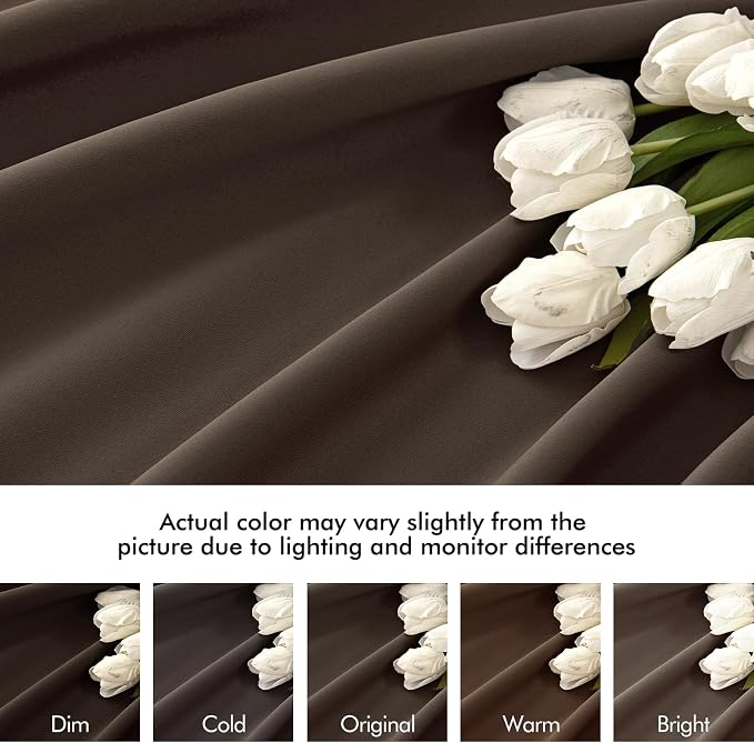 MIULEE Chocolate Brown Back Tab Blackout Curtains 52x108 Inch 2 Panels Set | Rod Pocket Pinch Pleated, Thermal Insulated, Bedroom Living Room Darkening Privacy Drapes, Extra Long Light Blocking Curtains