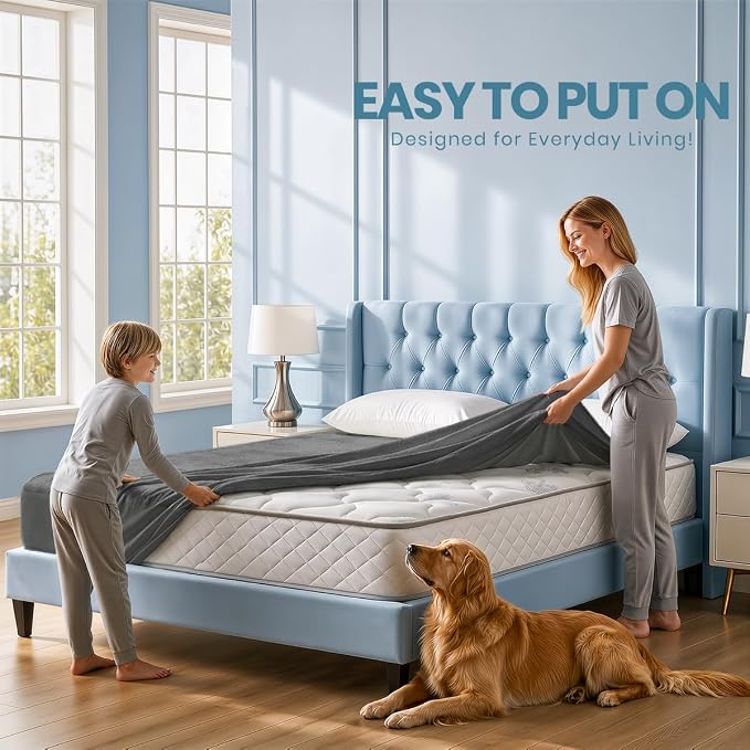 Twin Size Mattress Protector Waterproof, Premium 200 GSM Terry Mattress Cover, Soft & Breathable Bed Cover, Fitted Sheet Style Stretchable Deep Pockets 15" by Utopia Bedding (Gray) | Utopia Bedding 200 GSM Soft & Breathable Mattress Cover, Dirt-Proof, ...