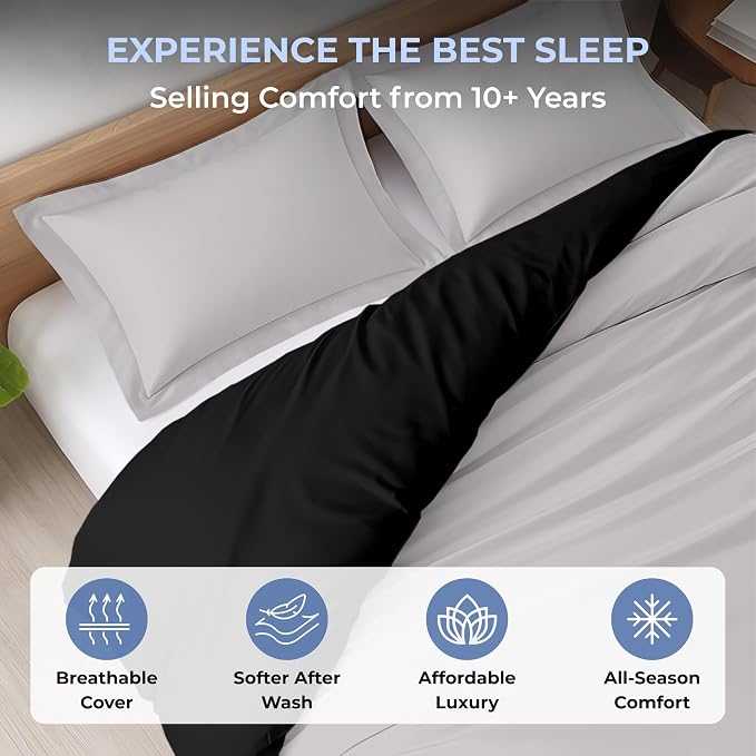 120"x98" 3 Pc Oversized King Duvet Cover Set 100% Egyptian Cotton - 600 TC Comforter Cover, Zipper Closure & Corner Ties - Fits Large King Inserts (Oversized King,Night's Shadow)