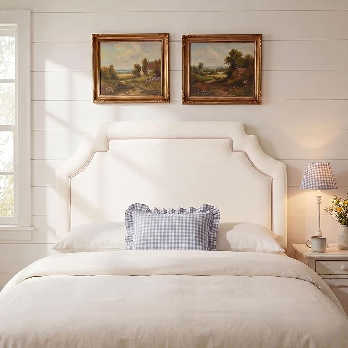 Modway Magnolia King Size Stain-Resistant Performance Velvet Headboard in Alabaster Pink - Padded Cushioned Headboard with Adjustable Mounting Positions