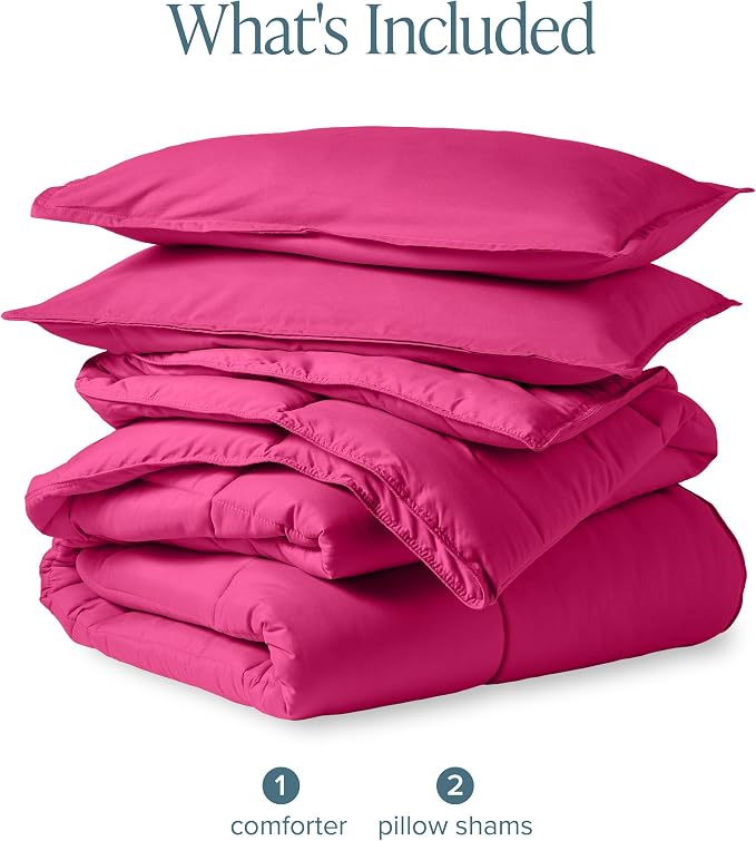Bare Home Full Comforter Set - 1800 Ultra Soft (Full, Pink) | All-Season, Breathable, Hypoallergenic, Premium 1800, Warm, Cozy
