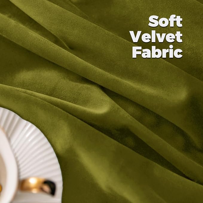 BGment Moss Green Velvet Blackout Curtains, Set of 2 Panels, 52 x 102 Inch | Super Soft, Thermal Insulated, Noise Reducing, Energy Saving, Luxury, Privacy Window Drapes for Bedroom, Back Tab Rod Pocket