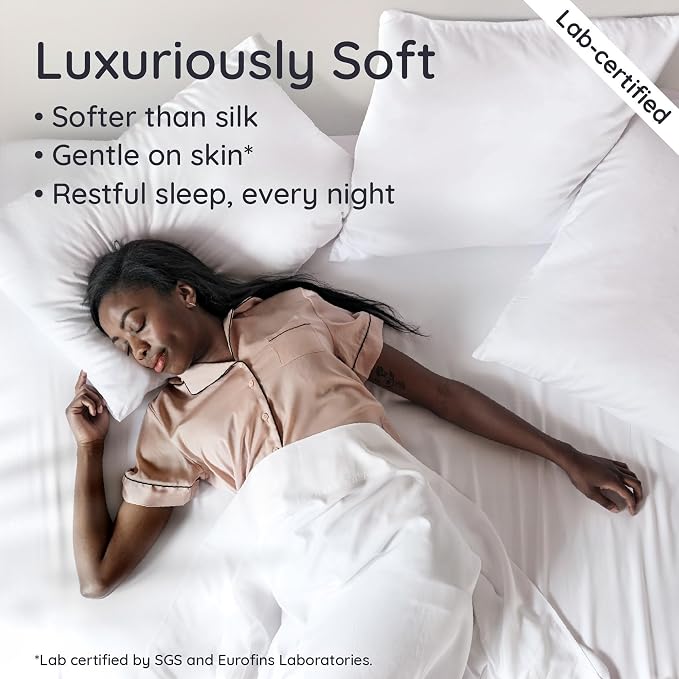 Bambaw 100% Viscose Derived from Bamboo Fitted Sheet Twin Size, 15’’ Deep Pocket Twin White Fitted Sheet Only, Cooling Fitted Sheet Twin Size, Breathable & Soft Fitted Sheet with Corner Straps (White)