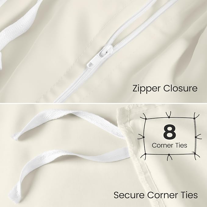 Utopia Bedding Duvet Cover Queen with Fitted Sheet (60x80) - 2 Pillow Case Standard - All Season Luxury Bed in a Bag with Zippered Duvet Cover - No Comforter (Ivory)