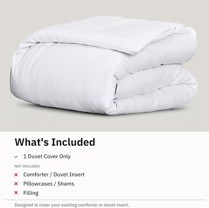 California Design Den Soft 100% Cotton Sateen Full/Queen Duvet Cover, White | Duvet Cover Only, Comforter Not Included, Backed by Good Housekeeping Seal, Button Closure & Corner Ties
