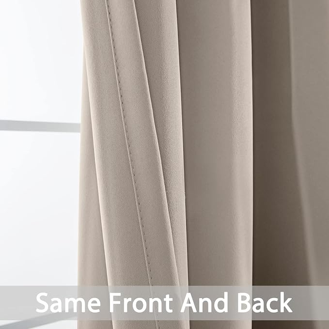 Yakamok Room Darkening Curtains 42x72 inch Length Natural-Living Room | 2 panels,grommet blackout window treatment,thermal insulated,light blocking drapes,privacy protection,bedroom dining room