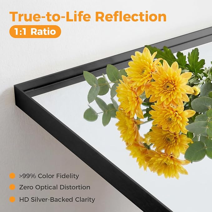 Sweetcrispy Black Bathroom Mirrors for Over Sink, 24" x 40" Rectangle | Tempered Glass, Anti-Rust Metal Frame, Over Sink Home Decor, Modern Rectangle Style