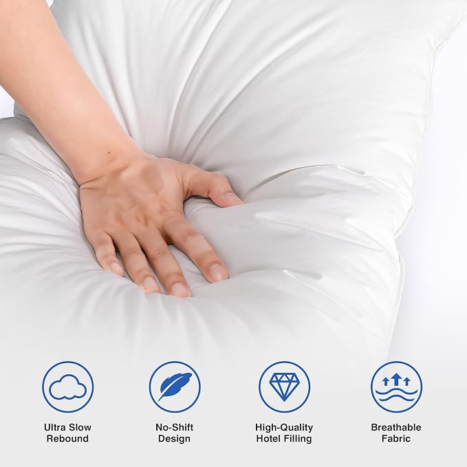 Ultra Soft Feather Pillows Queen Size Set of 2 - Hotel Goose Down Bed Pillow for Sleeping, (Down Fiber) Fluffy Support Surround Fill Polyester for Back, Stomach, Side Sleepers (Ultra Soft)