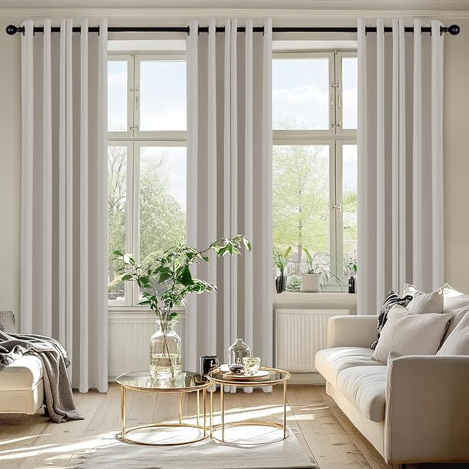 MIULEE Blackout Curtains for Bedroom 2 Panels 40 x 84 Inch Long Natural | Thermal Insulated, Living Room Darkening Grommet Drapes, Noise Reducing, Light Blocking Window Treatments