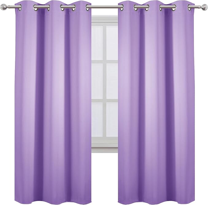 Lavender Thermal Blackout Curtains/42 x 72 Inch/Set of 2 Panels Room Darkening Curtains for Bedroom