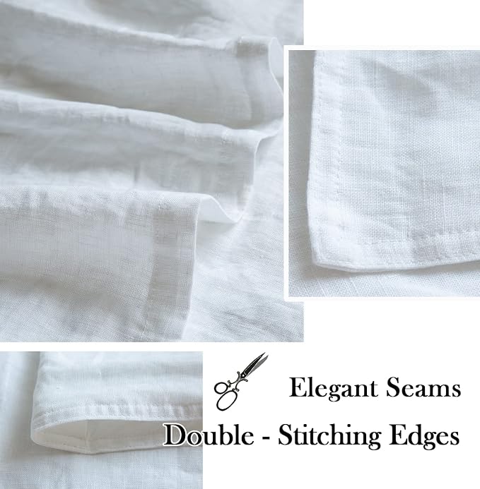 Simple&Opulence 100% Washed Linen Euro Shams 26'' x 26'' Pack of 2, Basic Style Solid Color Natural Flax Farmhouse Decorative Square Throw Pillow Covers for Bed Couch Sofa - White