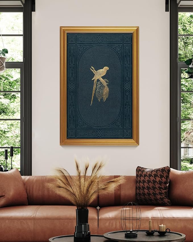 VIYYIEA Vintage Gold Framed Wall Art for Living Room, Macaw Canvas Prints Home Decor, Large Oil Painting Picture, Bedroom Wall Decor Gifts for Friends or Family -【Macaw】-(36L x 24W)