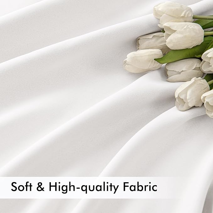 MIULEE Pure White Back Tab Blackout Curtains 52x96 Inch Long 2 Panels Set | Rod Pocket Pinch Pleated, Thermal Insulated, Bedroom Living Room Darkening Drapes, Light Blocking Floor to Ceiling Curtains