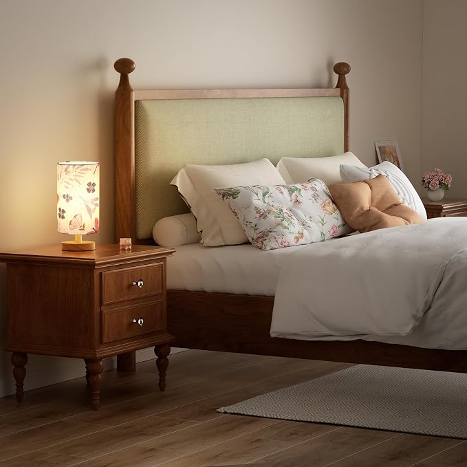 Small Table Lamps (Butterfly Cream Shade, 9" Inline Control) | 3000K LED Blub Included | 680 Lumens | Easy Assembly | Minimalist Design | E26 | for Kitchen | for Kids Room