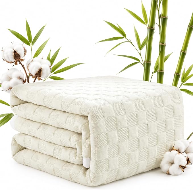 Waterproof Mattress Protector Full, Organic Cotton, White | Organic Cotton 250GSM 3D Waffle, Noiseless TPU Waterproof, Deep Pocket 8-18" Fit, OCS & OEKO-TEX Certified, Washable