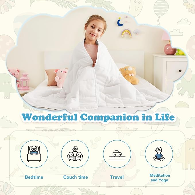 CuteKing Weighted Blanket - Weighted Blanket with Premium Glass Beads - Breathable Heavy Blanket for Comfortable Rest - Thick Blanket All Season (10lbs, 50"x60", White)
