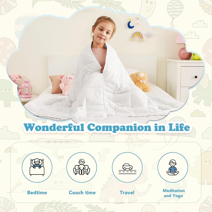 CuteKing Weighted Blanket - Weighted Blanket with Premium Glass Beads - Breathable Heavy Blanket for Comfortable Rest - Thick Blanket All Season (5lbs, 36"x48", White)