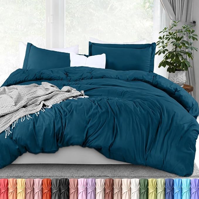 Duvet Cover Full, 3 PC Cotton Like PolyesteR, Zipper Closure, Blue Heaven | Extra Soft and Breathable, Wrinkle & Fade Resistant, Includes Duvet Cover and 2 Pillow Shams, Comforter Not Included, OekoTex