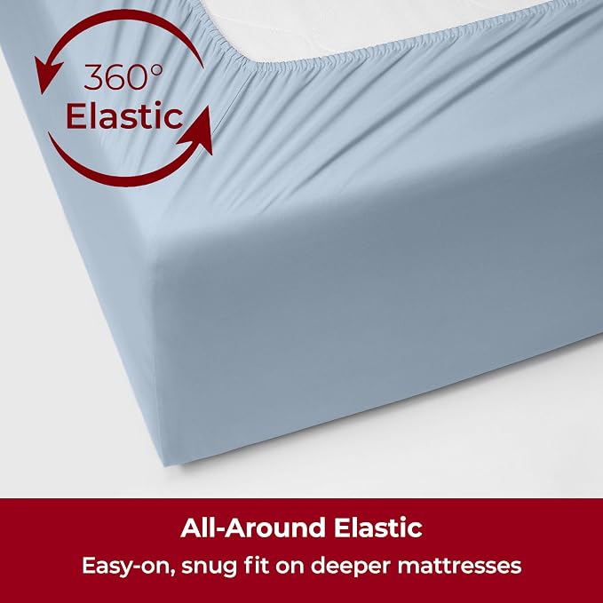 Mellanni Iconic 3-Piece, Ultra Soft Sheet Set (Twin, Blue Hydrangea) | 10M+ Sleepers. Lab-tested: Sleeps Cool, Stays Bright, Strong, Smooth. Good Housekeeping Best Bedding, 7 yrs running.