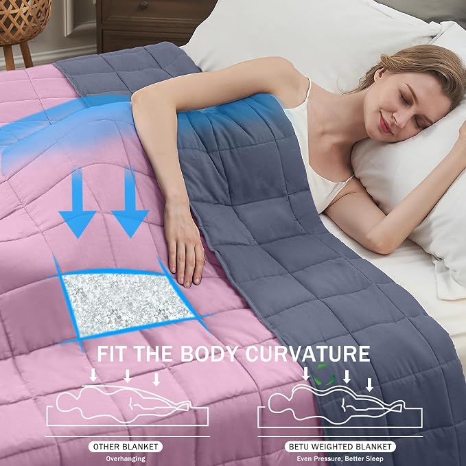 Weighted Blanket for Adults 12lbs, 48"x72", Twin Full Size Cooling Heavy Throw Blanket for 110-130lbs, Microfiber Soft Big Blankets Weighted Comforter, Pink Grey