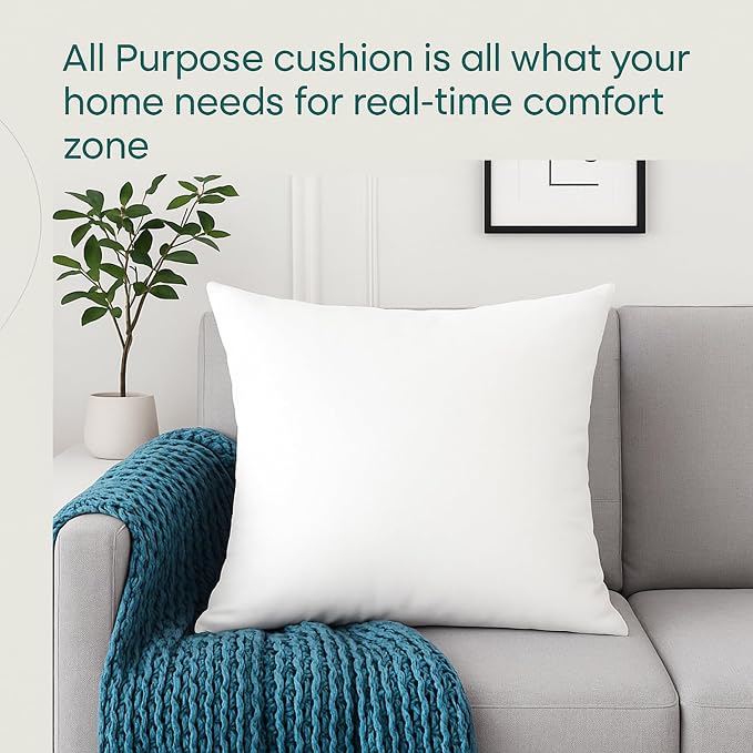 LANE LINEN 4 Pack 18x18 White Throw Pillow Inserts for Decorative Pillow Covers, Couch Pillows for Living Room, Fluffy Pillows for Bed | Solid White Inserts For Sofa Back Support - Fluffy Down Alternative Fill, Shape Retention, Everyday Home Decor Refresh
