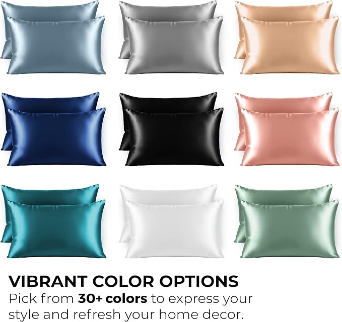Satin Pillowcase 2 Pack - Queen Size (20"x30", SkyBlue) - Silky Pillow Cases for Hair and Skin - Satin Pillow Covers with Envelope Closure - Extra Soft Premium Microfiber