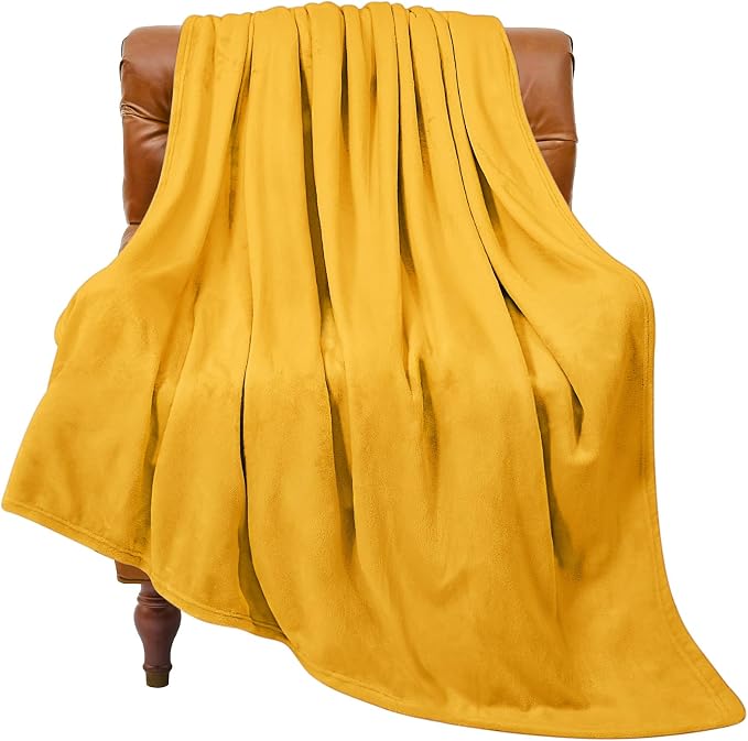 BEDELITE Fleece Blanket Soft Plush Twin Size Blanket Yellow 60"x80" | Ultra Soft Fleece, Plush Microfiber, Lightweight Warmth, All Season Comfort, Fade Resistant, Machine Washable, Couch Sofa Bed