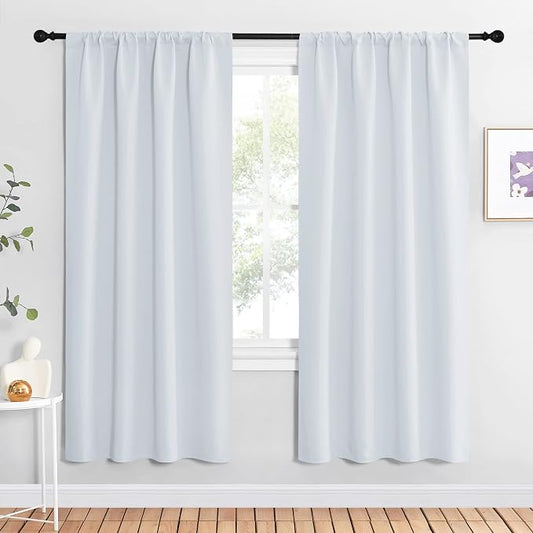 NICETOWN Kitchen Room Darkening Curtains - Window Treatment Thermal Insulated Rod Pocket Room Darkening Curtains/Drapes for Bedroom (2 Panels, 42 by 72, Greyish White)