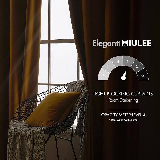 MIULEE Velvet Curtains 52x84 inches 2 Panels Gold Brown Blackout Curtains | Luxury, Bedroom Living Room, Thermal Insulated, Super Soft Window Drapes, Rod Pocket & Back Tab