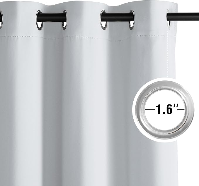 NICETOWN Greyish White Ring Top Panels - Thermal Insulated Shades, 52 x 95 | For Nursery, Kids Room, Yard, Closet, Garage - Breathable Fabric, Privacy Assured, 2 Panels
