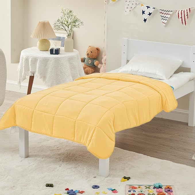yescool Weighted Blanket (5 lbs, 36" x 48", Yellow) Cooling Heavy Blanket, Perfect for 40-60 lbs, Breathable Throw Blanket Gifts with Premium Glass Bead, Machine Washable