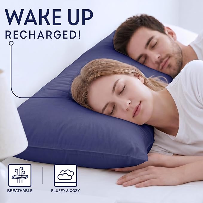 DOWNCOOL Large Body Pillow Insert- Breathable Full Body Pillow for Side Sleeper - Soft Long Bed Pillow for Adults - 20 x 54 inch （Blue）