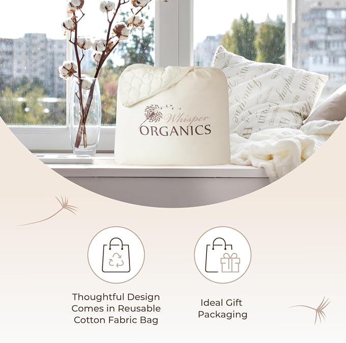 100% Cotton Organic Mattress Pad - Breathable & Cooling Mattress Protector Twin Size - Premium 300GSM Quilted and Machine Washable - Fairtrade & GOTS Certified Bed Protector (Ivory, Twin)