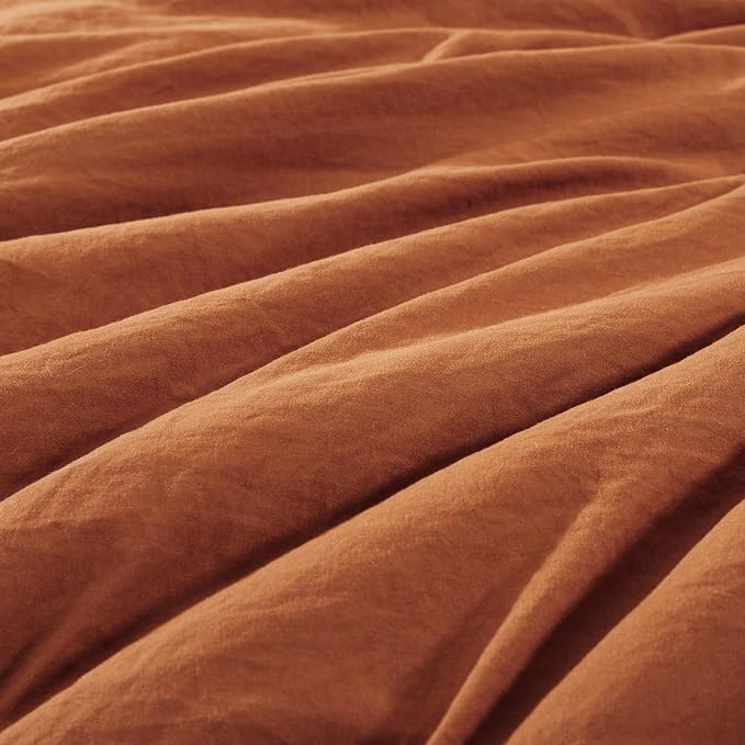 Queen Comforter Set-7 Pieces Soft Prewashed Bed in a Bag Queen Bedding Sets | All Season Comforter with Sheets, Pillow Shams & Pillowcases,Burnt Orange