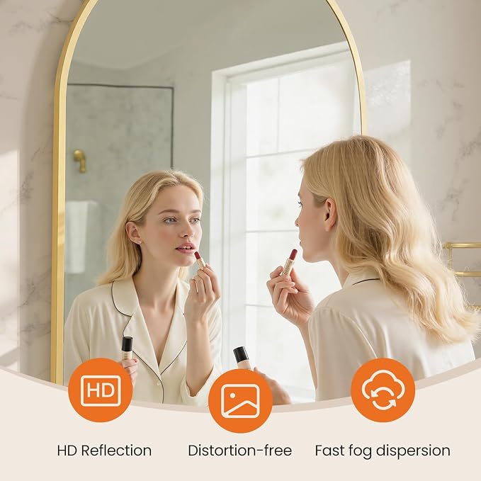 Sweetcrispy 20"x30" Arched Gold Bathroom Mirrors for Wall | Bathroom Mirrors for over sink, Metal Framed with HD Shatter-Proof Glass for Entryway, Living Room, Bedroom