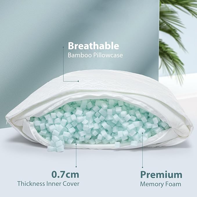 Extra Long Body Pillow Memory Foam 180x50cm – Firm King Size Body Pillows for Adults – with Cooling Cover 21 x 72 inches