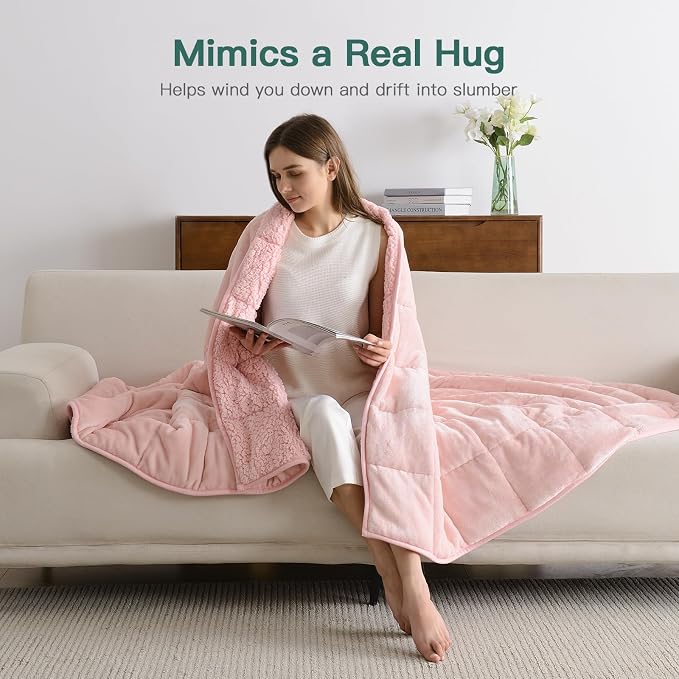 Lofus 20 lbs Weighted Blanket for Adults Queen Size 60" x 80", Pink | Dual-Sided Sherpa Fleece Heavy Blanket, for Stress Relief & Better Sleep, Ultra Soft, Ideal Gift for Family, Warm & Cozy