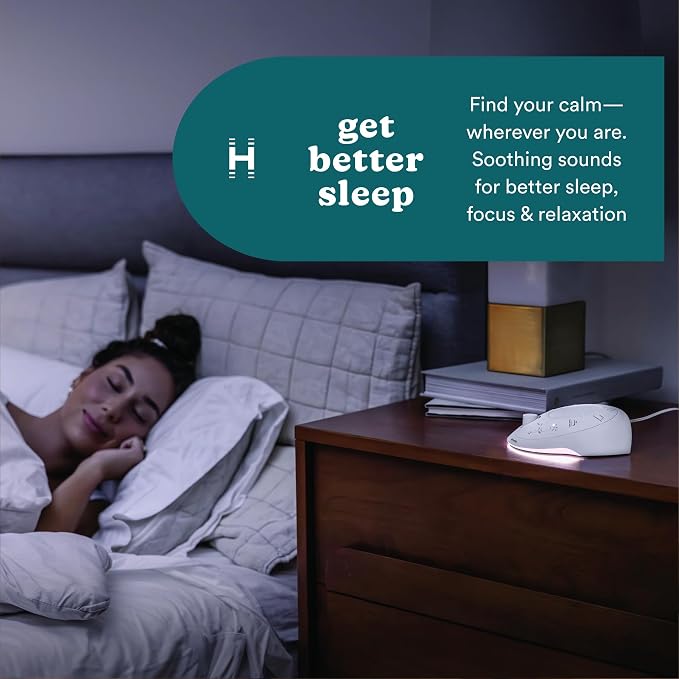 Homedics Sleep Better Portable Sound Machine, Night-Light, Soothing Sounds | White Noise, Auto Shutoff, Auto-Off Timer, Travel, 12 Soothing Sounds Including White Noise, Ultra-Portable Design, Rain