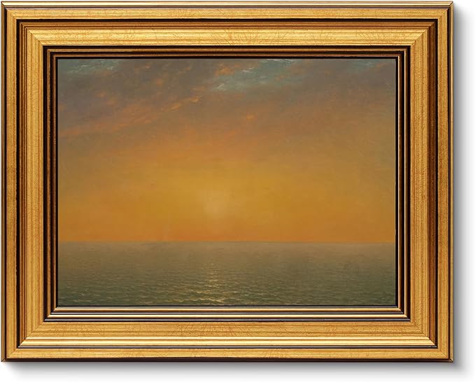 VIYYIEA Vintage Gold Framed Wall Art for Living Room, Landscape Canvas Prints Home Decor, Oil Painting Picture, Bedroom Wall Decor Gifts for Friends or Family -【Afterglow】-(10L x 8W)