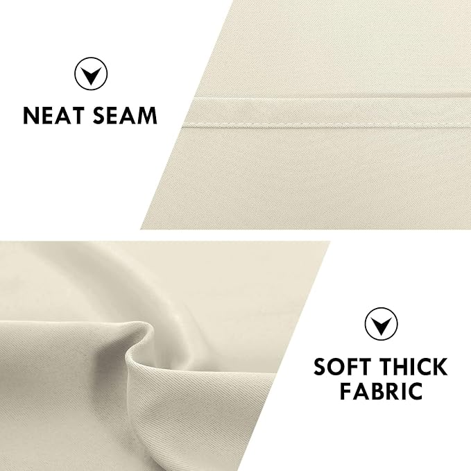 DWCN Blackout Curtains for Bedroom 38 x 63 Inch Long Light Beige 2 Panels | Room Darkening, Thermal Insulated, Light Blocking, Rod Pocket Drapes, Noise Reducing Window Treatments