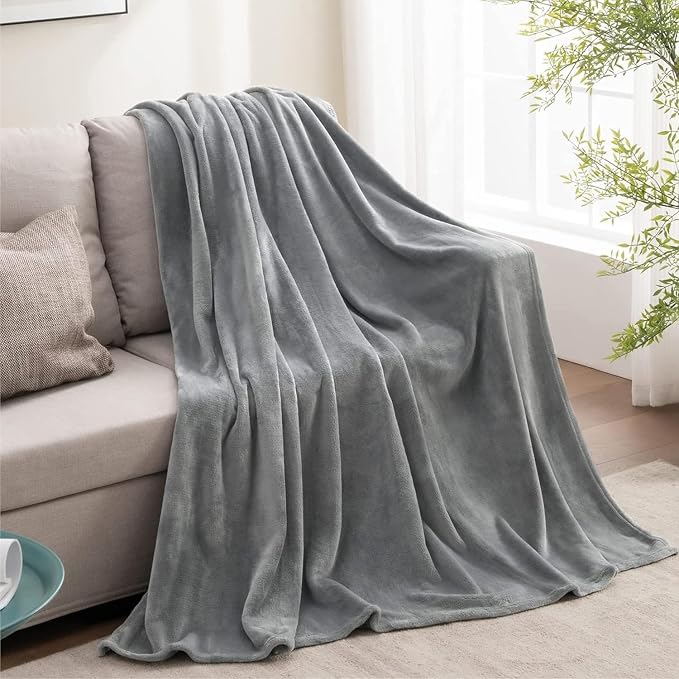 BEDELITE Fleece Blanket Soft Plush Throw for Couch Grey 50"x60" | Ultra Soft Fleece, Plush Microfiber, Lightweight Warmth, All Season Comfort, Fade Resistant, Machine Washable, Couch Sofa Bed